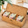 TIMESETL Storage Baskets for Shelves,Seaweed Weaving with lid,3 Spacers Handmade