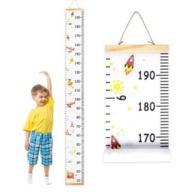 Baby Growth Chart, Children Height Measuring Rulers Canvas Wall Hanging Removable Chart Ruler with 2 Nail for Kids Room Decoration Boys Girls (Colours)