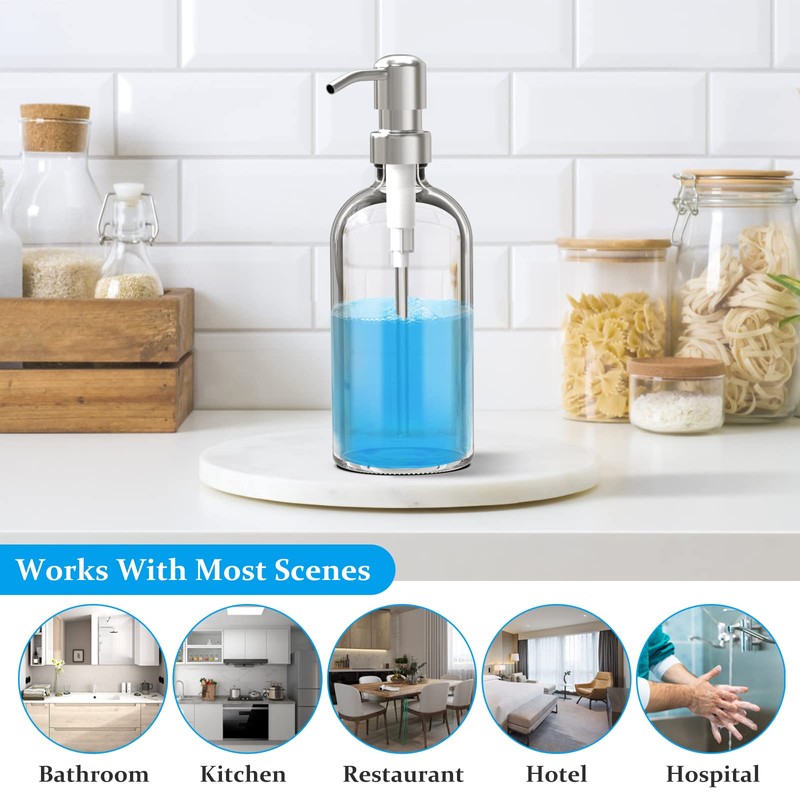 ARKTEK Glass Soap Dispenser - Clear Dish Soap Dispenser for