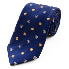 MICHIKO LONDON Brand Necktie, Made in Japan, 100% Silk, Jacquard Woven, Woven Pattern, Petite (D Pattern: Navy), D Pattern: Navy