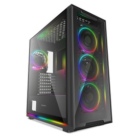 ‎SENKAUTO GAMEMAX View Mid-Tower E-ATX Gaming PC Case w/4X ARGB Fan & 2X ARGB LED Strip