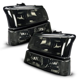 Torchbeam Headlight Assembly Replacement for Silverado/Avalanche 1500/2500/3500 (2003-2006) Smoke Housing Clear Reflector Smoke Lens