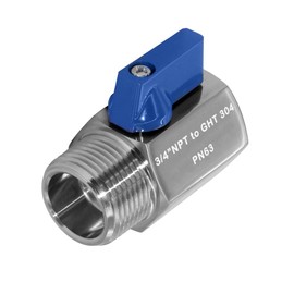 Beduan Stainless Steel 3/4 Garden Hose Female to 3/4 NPT Male Thread Shut Off Ball Valve Pipe Fitting GHT Adapter Heavy Duty Connector