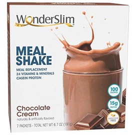 WonderSlim Meal Replacement Shake, Chocolate Cream - 24 Vitamins & Minerals, 15g Protein (7ct)