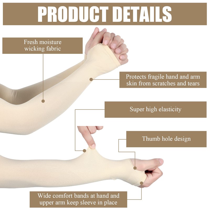 Eurzom 8 Pairs Elderly Skin Protector Sleeves Thin Skin Arm