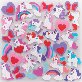 Baker Ross Love Unicorn Foam Stickers - Pack of 200, Valentine's Day Foam Stickers for Children for Crafts, Design and Decorate (FC397)