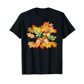 Autumn Leaves and Acorns Fall Season for Women Thanksgiving T-Shirt