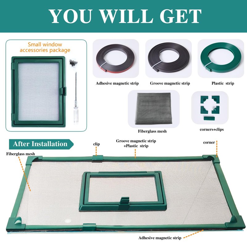 Magnetic Fish Tank Cover with Feeding Window Green Frame Grey