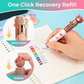 Johiux 30 Sets Multicoloured Pens All in One,10 Vibrant Colors for Kids Party Favours, School Supplies & Party Bag Fillers for 30 Children,Retractable Ballpoint Pens Ideal for Students,Birthday Gifts.