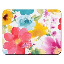 Thideape Dish Drying Mat, 24x18in, Watercolor Flower, Nylon, Diatomite, Rubber Backed, Absorbent, Quick Dry, Non-Slip, Wide Use