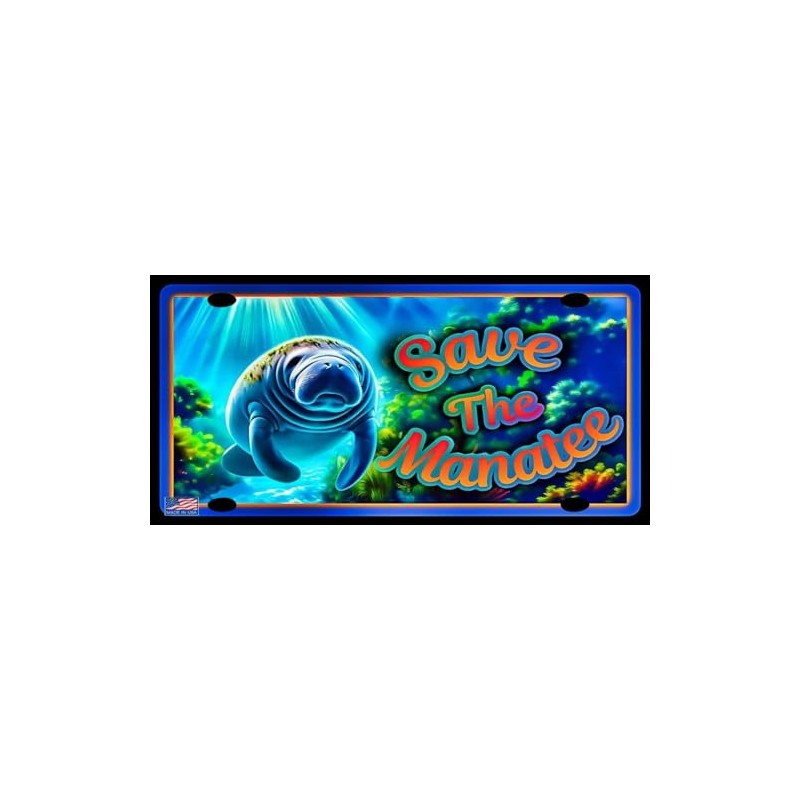 WORLD'S GREATEST LICENSE PLATES! 6"X12" METAL "SAVE THE MANATEE" SEASHORE