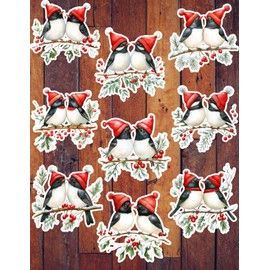 Handmade Christmas Bird Vinyl Die Cut Stickers Set Scrapbooking Laptop Water Bottle