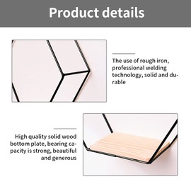 Hexagon Wall Shelf Wooden Metal 3 Sizes Hanging Shelf Floating Shelf Grid Shelf Wall Decoration Decorative Shelves for Living Room Bedroom Kitchen