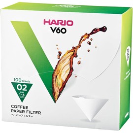 Hario Hario V60 Paper Coffee Filter, Size 02, White, 100ct Box