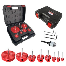 8Pcs Pvc Pipe Reamer Kit,Pipe Fitting Tools Contains 1/2", 3/4",1",1-1/4",1-1/2",2",3",4" Aluminum Head with a Extender,Fit into Standard 1/2" Drill,PVC Fitting Saver for PVC,CPVC,PPR or ABS,Red