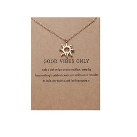YALLNASL Gold Dainty Sun Choker Necklace for Women: Good Luck Charms, Good Vibes Only, Sunshine/Positivity Theme