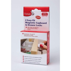 Clippasafe Easy-Fit Magnetic Cupboard/Drawer Locks-Includes Two Locks and one Key