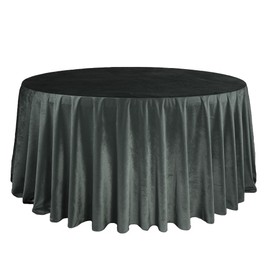 YOUR CHAIR COVERS - 132 Inch Round Velvet Tablecloth - Black, Linen Table Cloth for Standard Round Tables
