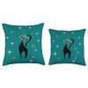 MCM Retro Atomic Mid Century Modern Space Cat Turquoise Throw