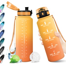 Water Bottle, 1.5 L, BPA-Free, Water Bottle with Filter, Leak-proof and Time Marking, Motivational Water Bottle, Water Bottle for Sports, School, Gym, Hiking, Bik
