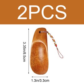 LCMJYABI 2 Pcs Shoe Horns Mini Wood Shoehorns Shoes Helpers with Cord for Men Women Kids and Seniors