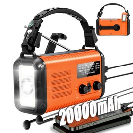 20000mAh / 74000mWh Emergency Radio, Solar Hand Crank Radio AM/FM/NOAA Weather Radio, Battery Powered with Cell Phone Charger, SOS Alarm, Flashlight & Reading Lamp for Emergencies Hurricane Camping