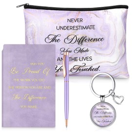 Tenare 4 Pcs Employee Appreciation Gift Set Purple Gifts Include Makeup Bag Journal Ballpoint Pen Inspirational Keychain for Coworkers Office School Party Favors, Purple