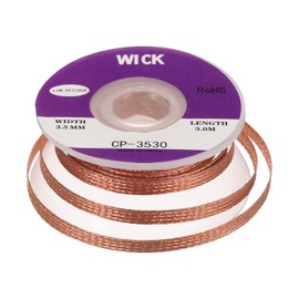 sourcing map Solder Wick Braid No-Clean Desoldering Wick Braid 0.14 in Width 10 Feet Length for Remove The Solder Electrical Components 1 Pack