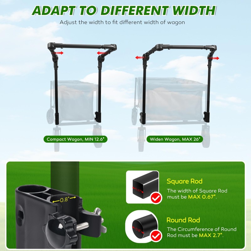 Gifeerory Universal Folding Wagon Push Handle Attachment for Camping Wagons/Strollers/Beach