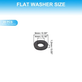 PATIKIL 20 Pcs Flat Rubber Washers 0.16" ID 0.35" OD 0.05" Thickness Sealing Rubber Spacer Gasket for Bolts Faucets Screws Hose Plumbing, Black