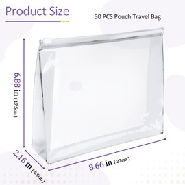 50 Pcs Mini Clear Makeup Bag Travel Toiletry Organizer Zipper Pouches, 8.66 x 6.88 Inches Waterproof Organizer, Vacation Bathing Suits Storage Bags, Fit Cosmetic Vanity Drawers Sorting Storage