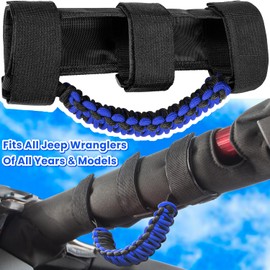 4 x Roll Bar Grab Handles Grip Handle for Jeep Wrangler JK JKU JL JLU TJ YJ Sports Sahara Freedom Rubicon Unlimited Gladiator JT 1955-2023 UTV ATV Premium 550 Paracord Interior Accessories (Blue)