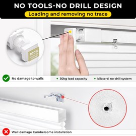 UNISHADES No Tools No Drill Mini Blinds for Indoor Windows 100% Privacy 1" Aluminum L-Shaped Slats Cordless Blinds & Shades for Home, for Window Size33 W × 64" H White