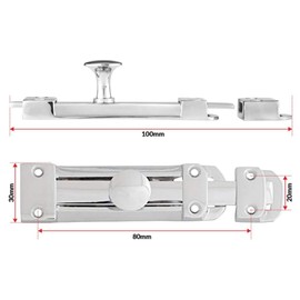 rflaueo 2pcs 100mm Polished Chrome Door Bolt Door Bolts for Internal Doors Flat Slide Safety Door Bolt with Screws for Bedrooms, Bathrooms, Cupboards and Storage Units(U155-2)