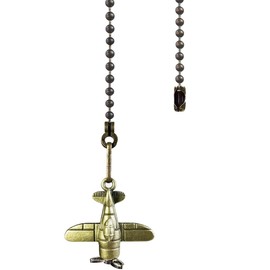 OMYZERO 12inch Vintage Aviation Ceiling Fan Pull Chain Ornaments with Rotating Propeller - Decorative Pull Chain Extension for Fans & Lights, Zinc Alloy Airplane Charm (Bronze)
