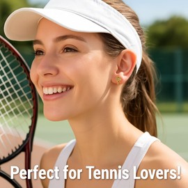 Tennis Racquet Earrings for Women, Teens, Players – Gold Plated Stud Earrings with Rhinestones – Sports Jewelry Gift for Tennis Players, Fans, Coaches, Tennis Moms & Teams (Gold)