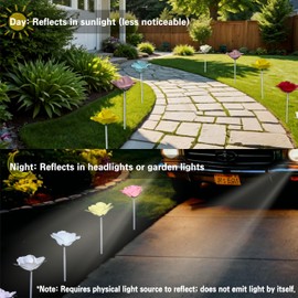 BANDI Reflective Flower: Eco, No-Power, 5-Color Night Visibility - Ideal for Garden & Lawn Decor (Red)