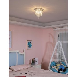 Surpars House Ceiling Light, Mini Chandelier, Silver Crystal Ceiling Lighting Fixture for Living Room,Bedroom,Dining Room,Kitchen,Office, Hallway (Classic)