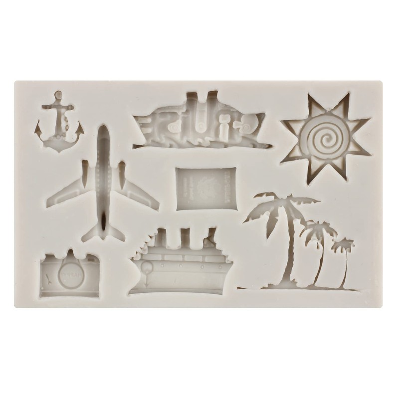 Airplane Silicone Molds Travel Luggage Bag Fondant Mold Set Of