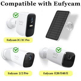 Solar Panel for Eufycam Camera, 4W Eufycam Solar Panel Compitable with Eufycam 2C/Eufycam 2C Pro/Eufycam 2 Pro/2/Eufycam E20/ E40, with 360° Adjustment Mount and 9.84ft Charging Cord