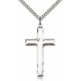 Bliss Sterling Silver Catholic Religious Cross Medal Pendant Necklace 24" Chain Boxed