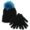 Atania Ladies Bobble Hat & Touch Screen Gloves Set Black