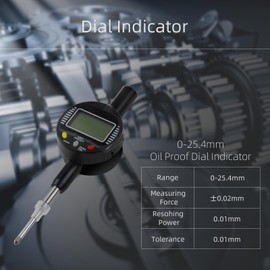 Digital Dial Gauge,with A Range of 25.4mm,Dlectrical Digital Indicator Accuracy of 0.01mm/0.0005 "Metric and Imperial Measure Tool Electronic Dial Gauge for 3D Printing,CNC Machine and Auto Repair