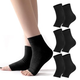 Amexo 3 Paar Nano Neuropathie Socken Schwarz Elastische Knöchelstütze Kompressions Baumwolle Fußschutz Kompressionsmanschette für Herren Damen Fußbandage Atmungsaktive Knöchelstütze für Sport
