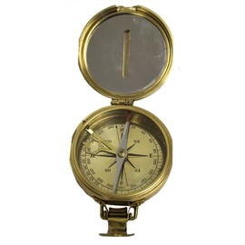 RedSkyTrader Brass Lensatic Desktop Compass w/Wooden Box: Military Collection