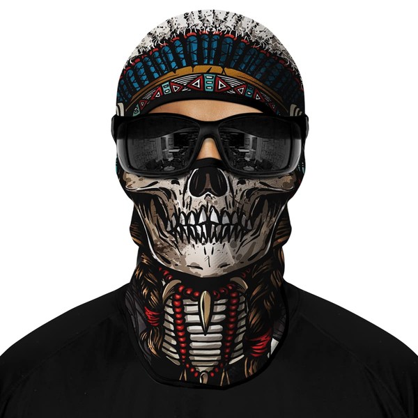 Skull Face Mask, Balaclava, Neck Gaiter, UV Sun Protection,Motorcycle Ski