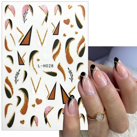 Glitter Stripe Line Nail Stickers 3D Self-Adhesive Glitter Wavy Stripe Nail Decals Metallic V Shape French Tip Nail Supplies Colorful Simple Line Glitter Nail Design for Women Nail Accessories 6Sheets