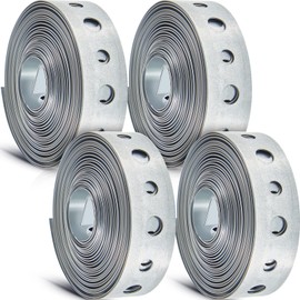 Gisafai 4 Pcs Galvanized Hanger Strap Metal Strapping with Holes Pipe Hanger for Pipe Supports Hanging, 3/4 Inch x 10 ft