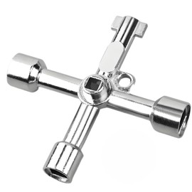 4 Wege Multifunktionsschlüssel,4 Wege Multifunktionale Utilities Schlüssel, Vierkantschlüssel,Schaltschrankschlüssel,Vierkantschlüssel Wasserhahn,4 kant schlüssel für Elektrische Wasser Gas Meter Box