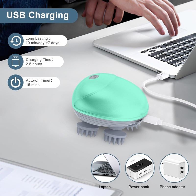 Ankilo Electric Head Massager, Wireless Hand Massager with 4 Kneading